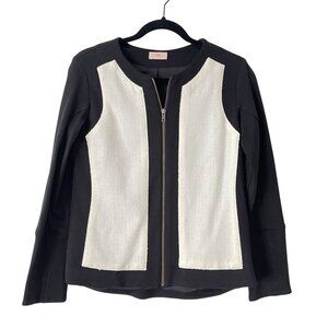Nell Full Zip Wool Linen Blazer Jacket Size 6 Elegant Long Sleeves Modern Fit